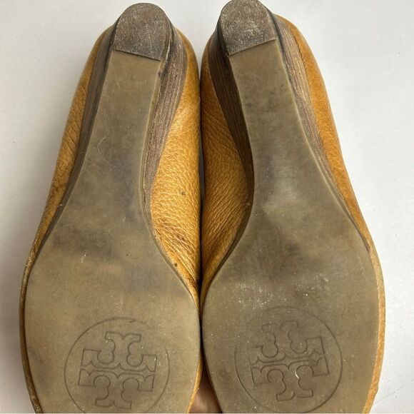 Tory Burch Brown wedge heeled sandals leather shoes 6.5 - Picture 4 of 5
